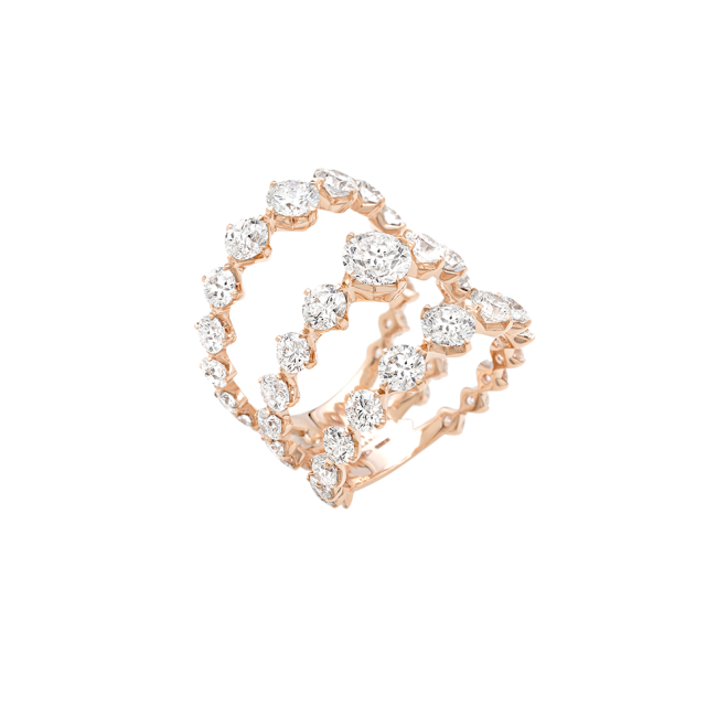 ANELLO LUCE A 3 FILE - ORO ROSA E DIAMANTI