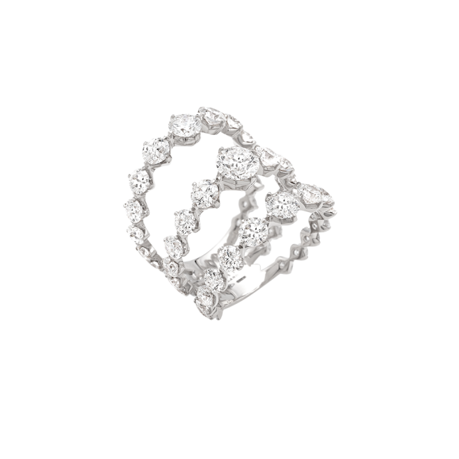 ANELLO LUCE A 3 FILE - ORO BIANCO E DIAMANTI