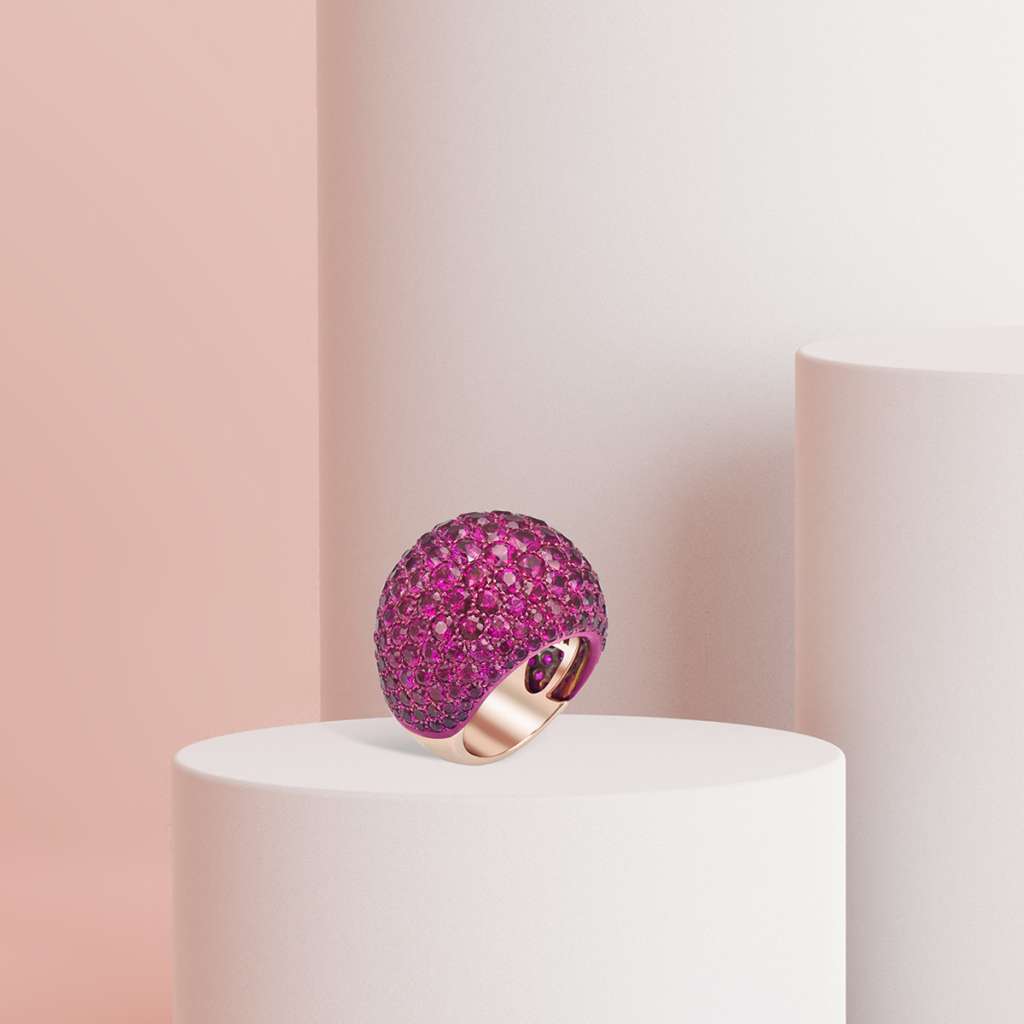 Anello Domina titanio e rubini